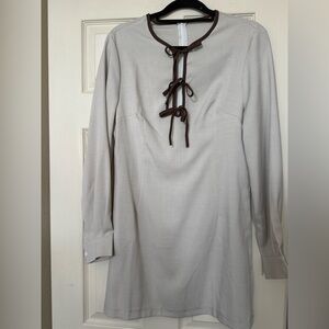 Cream Dress with Brown Ties